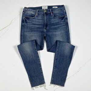 FRAME Le High Skinny Jeans Size 31 Hazelwood Studded Hems Raw Frayed LHSKRSS793
